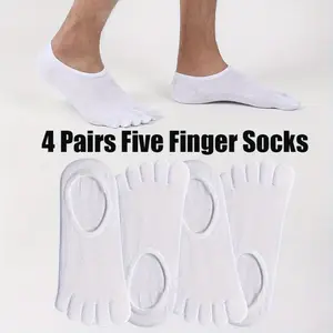 4 Pairs of Five-Toe Socks, Breathable Invisible Anti-Slip Short Socks, Used for Summer Marathon Hiking Gym Ankle Socks