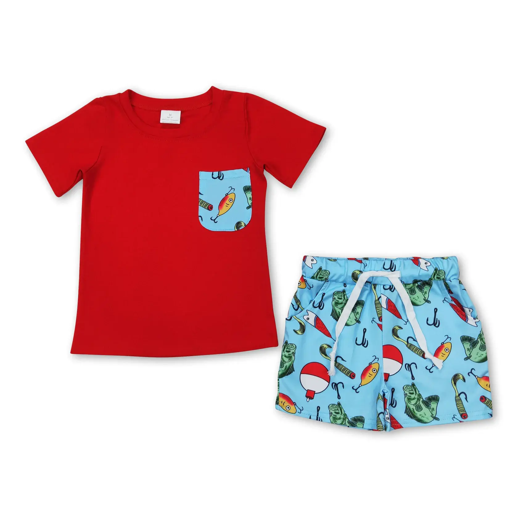 Boys' Toddler Graphic Print Fishing-Themed Clothes Set, Graphic Print Set