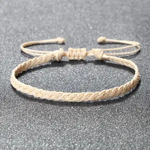FASHION - Classic Handmade Braided Bracelets for Women Men Pure Color Waxed Thread Braid Wristband Charm Bracelet Adjustable Jewelry Gifts