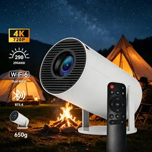 Mini Portable Tabletop Pico Projector - 720P Full HD LED, 290 ANSI Lumens, Bluetooth 5.4, WiFi, Android OS, Auto Keystone, 180° Rotatable, 130" Screen, Built-In Audio, Remote Control, Mount Compatible for Home Cinema, Gaming