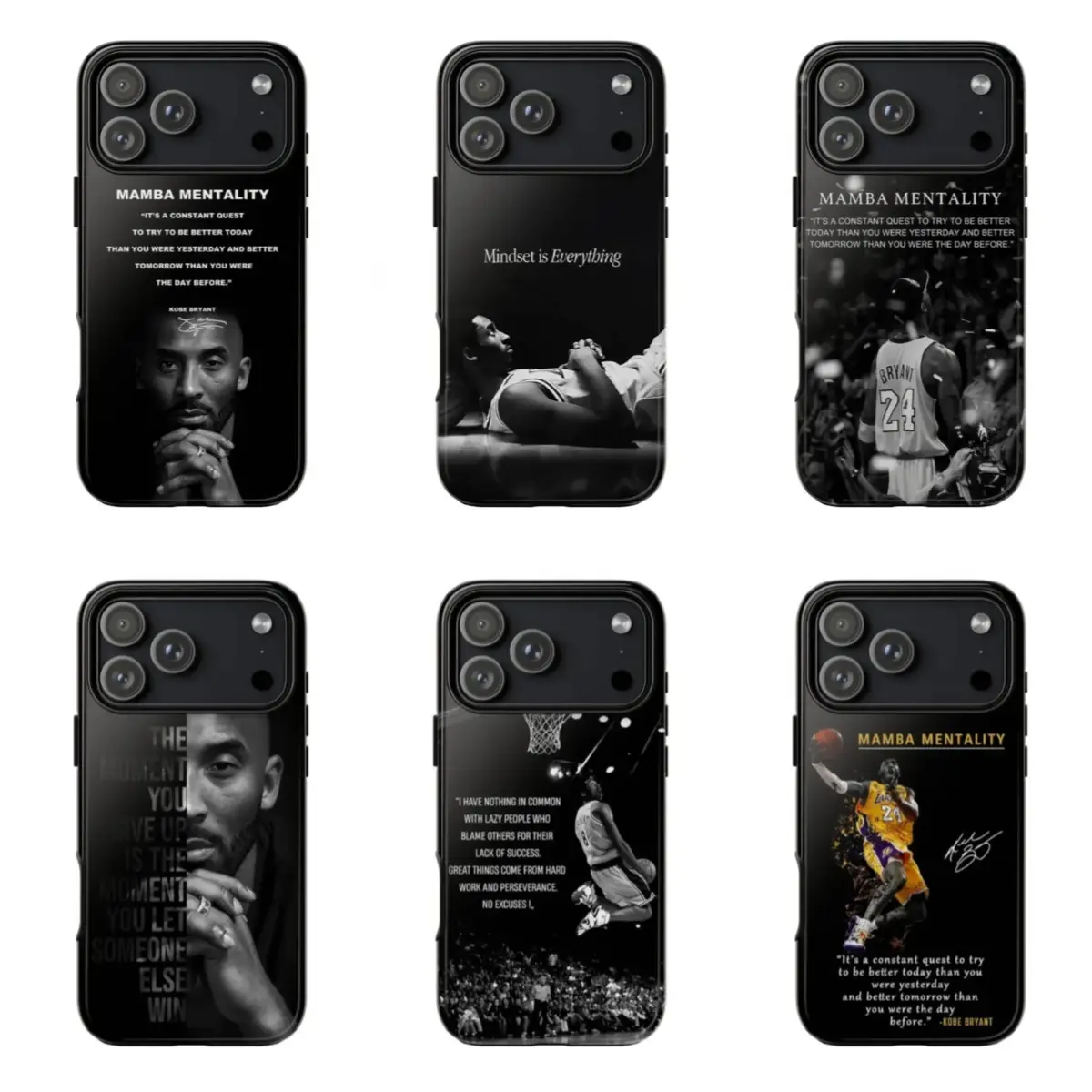 Kobe Bryant Quote Phone Case Mamba Mentality Motivation Basketball Legend phone Cases For iPhone 12/13/14/15/16/17 Promax Pro Plus and 17 Air ,Perfect for Her/Him fashionable gift, Smartphone, Handheld, Cellphone