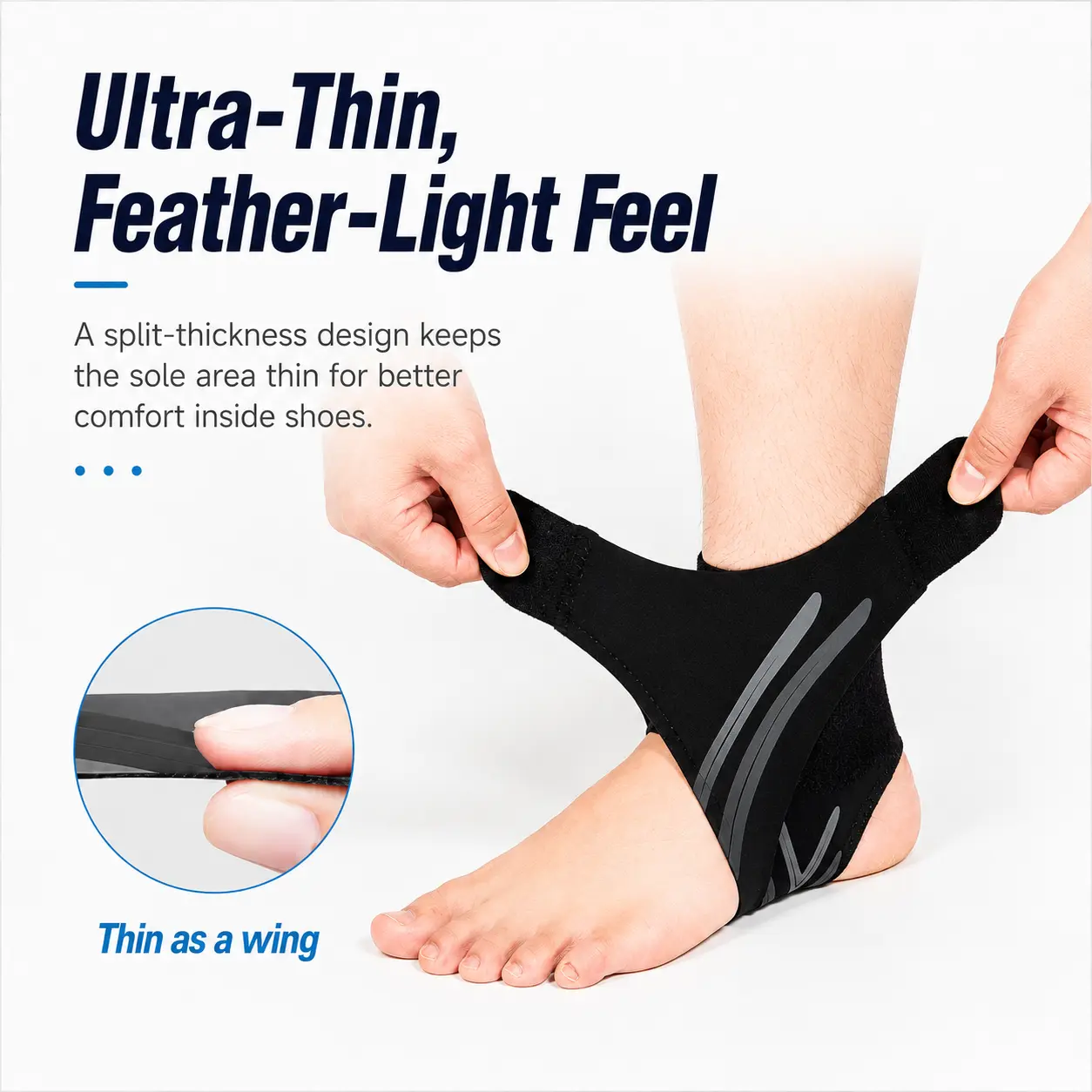 HYPICHOR Adjustable Ankle Brace for Men & Women, Ultra-Thin Breathable Compression Support Wrap with Flexible Stabilization for Running, Basketball, 1 Size Fits Most, Left or Right Ft Use