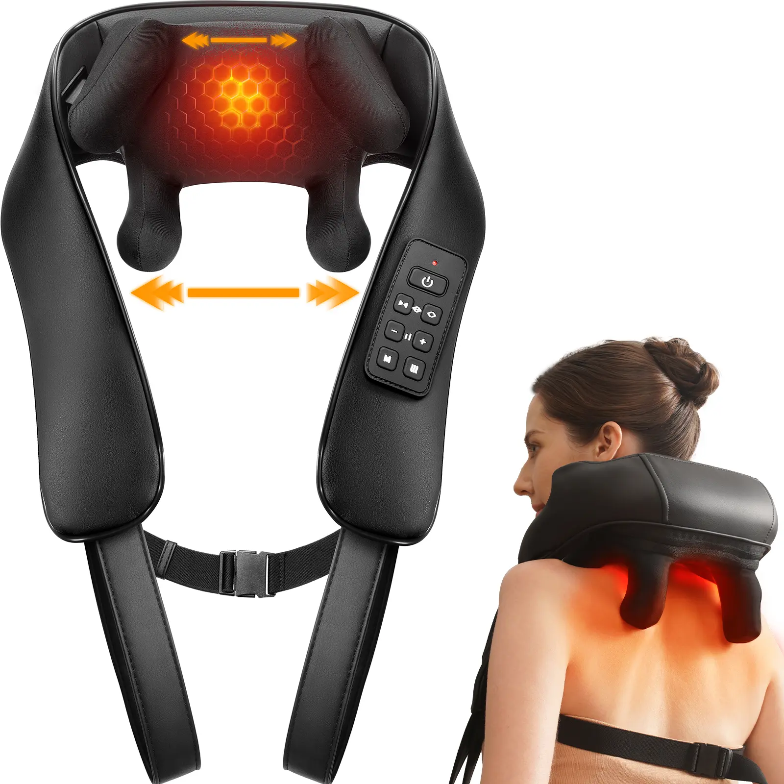 Adjustable Width Shoulder and Neck Massager Voice Version Silicone Massage Head for Comfortable Kneading Silent Brushless Durable Relaxing