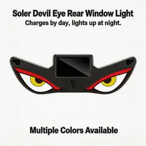 Solar Devil Eye Rear Window Light – Wireless LED Glow for Night Drives & Car Meets No Wiring Auto On/Dusk Weatherproof Instant Head-Turner Y1 Red Yellow-White Y2 Red-White Y3 Yellow Red-Yellow Y4 Red-Yellow