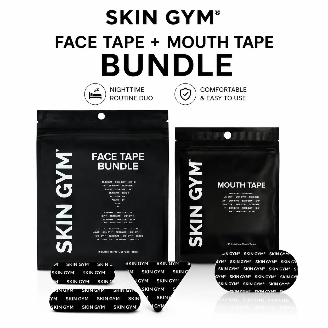 Skin Gym Black Face Tape & Mouth Tape for Skincare & Beauty Personal Care Routines