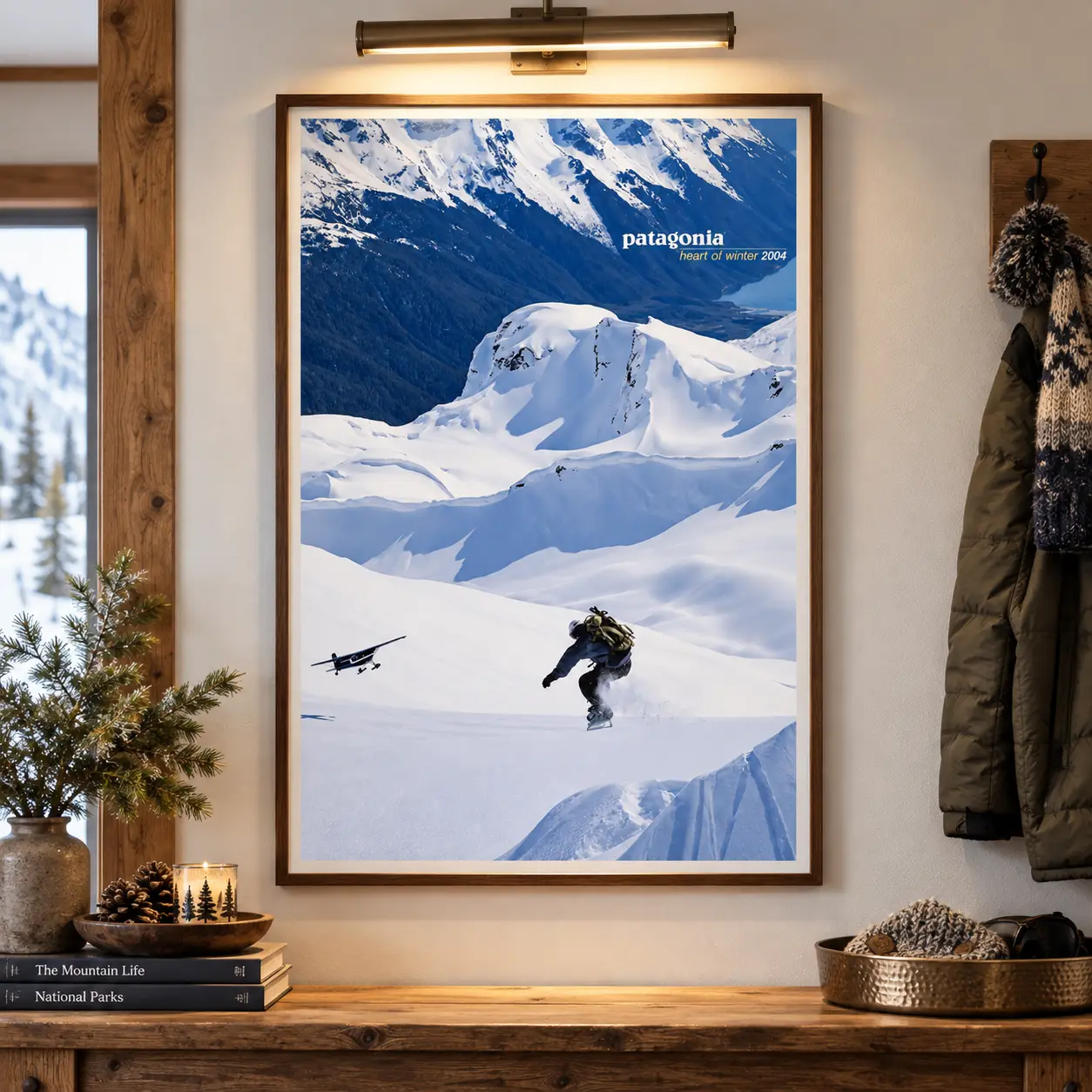 Snow Mountain Wall Art, Winter Landscape Canvas Print, Ski Adventure Poster, Outdoor Nature Home Decor For Bedroom Living Room Cabin