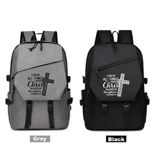 Faith Slogan Pattern Lightweight Diaper Backpack, Large Capacity Travel & Commute Bag, Adjustable Shoulder Straps, Unisex, Durable Polyester Fabric, Ideal for Outdoor Daily Use, Perfect Festival Gift, Lightweight Casual Daypack