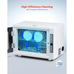 VEVOR Nail Tool Cleaning Machine, 12L Large Capacity, Tool Cabinet Cleaner Box with Timer Setting, Tempered Glass Door, 185nm Wavelength, for Labs, Home, Nail Salons, Hair Studios, Beauty Salons