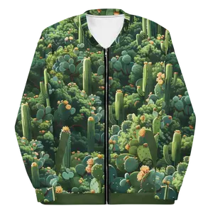 Cactus World Unisex Bomber Jacket - Psychedelic All Over Print
