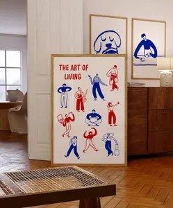 Art of Living Print, Aesthetic Home Wall Decor, Trendy Wall Art, Exhibition French Poster, Red Wall Art, Vintage Retro Print, Exhibition Art