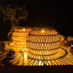 Solar Outdoor Lanterns , Rattan Lights  for Outside, Chandelier Solar Outdoor Idea for Gazebo Pergola Porch Patio Yard Garden Pathway Decor, 2 Pack