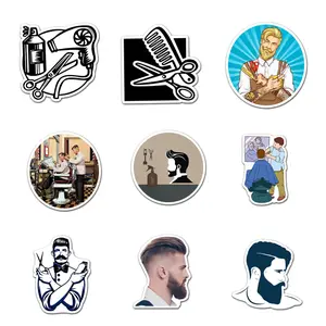 Barber Hair Cut Pack 9 PCS Sticker Vinyl, Art Car Wall Kid Phone Book Stickers, Funny Sticker Decal Decor