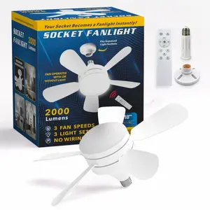 18 Inch Ceiling Fan Light with Remote! E27 Base Screw-in Design, Perfect for Bedroom Kitchen Dining Room, Bright Lighting & Quiet Fan for Home Decor