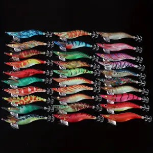 30pcs Squid Jig Hook Hard Fishing Lures,Fishing Squid Jigs Saltwater Fishing Lures,Luminous Shrimp Prawn Lures 3D Eyes Fake Prawn Glow Bait Sleeve Jig Hooks for Octopus Cuttlefish 2.5# 3.0# 3.5#