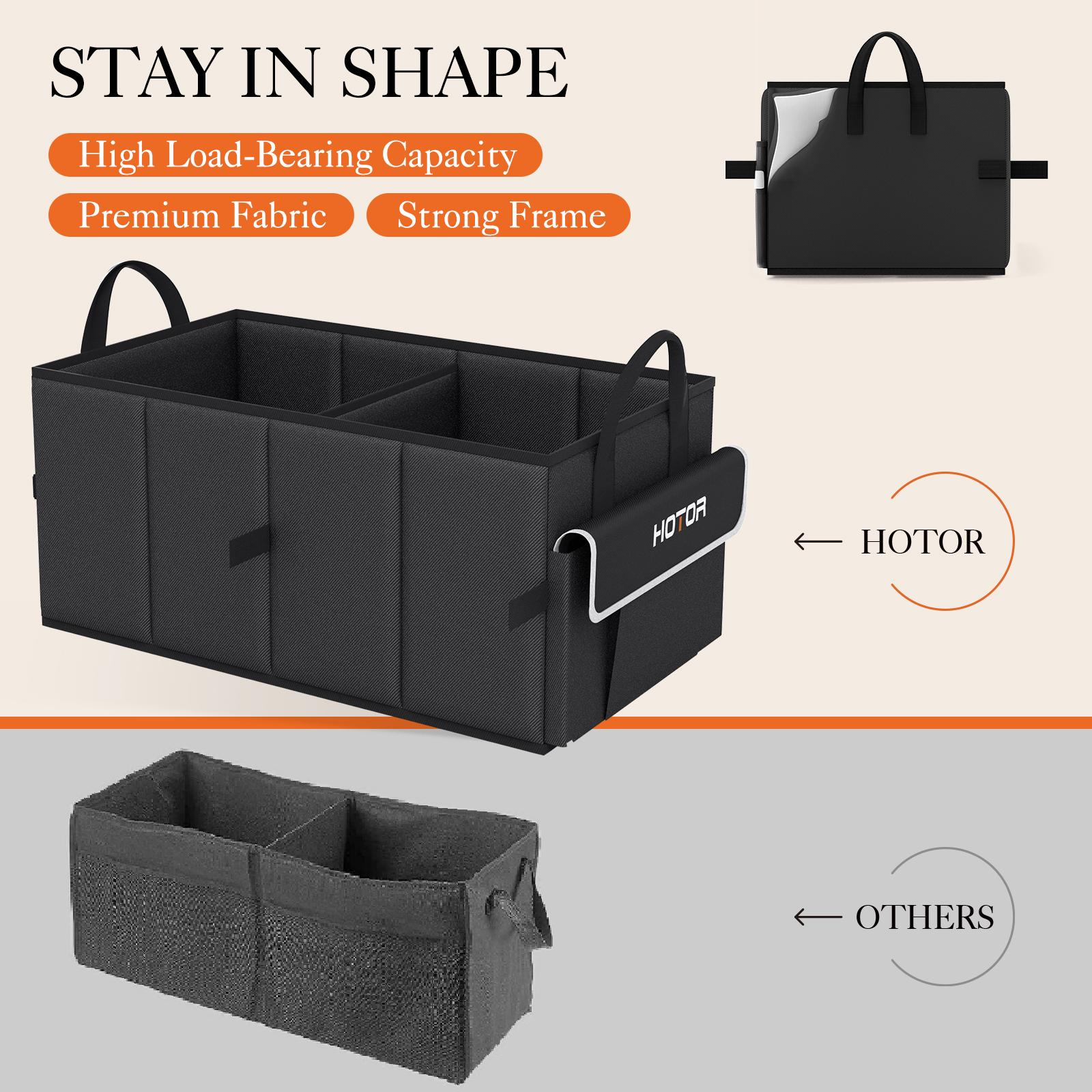 Foldable Car Trunk Organizer, Black and Gray Storage Box with 2 Compartments, Single Side Pocket and Reflective Strip, Durable Car Storage Organizer for Groceries, Emergency Kit, Tools and Accessories, Fits SUV, Sedan and Truck Foldable Car Trunk Organizer, Black and Gray Storage Box with 2 Compartments, Single Side Pocket and Reflective Strip, Durable Car Storage Organizer for Groceries, Emergency Kit, Tools and Accessories, Fits SUV, Sedan and Truck