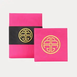 Pink Silk Gift Box with Gold Embroidery Pink Silk Gift Box with Gold Embroidery