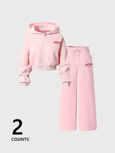 Women's Casual Sweatshirt Set, Comfortable Fall & Winter, Fitted Plain Design, Versatile Daily Wear, Medium Fabric Thickness