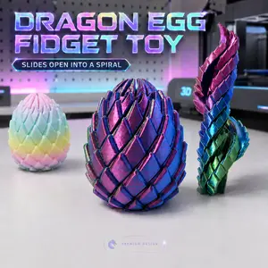 3D Printed Dragon Egg Fidget Toy, Expandable Spiral Desk Toy, PLA Interlocking Scale Fidget, Palm Rolling Toy, Macaron Matte & Iridescent Finish
