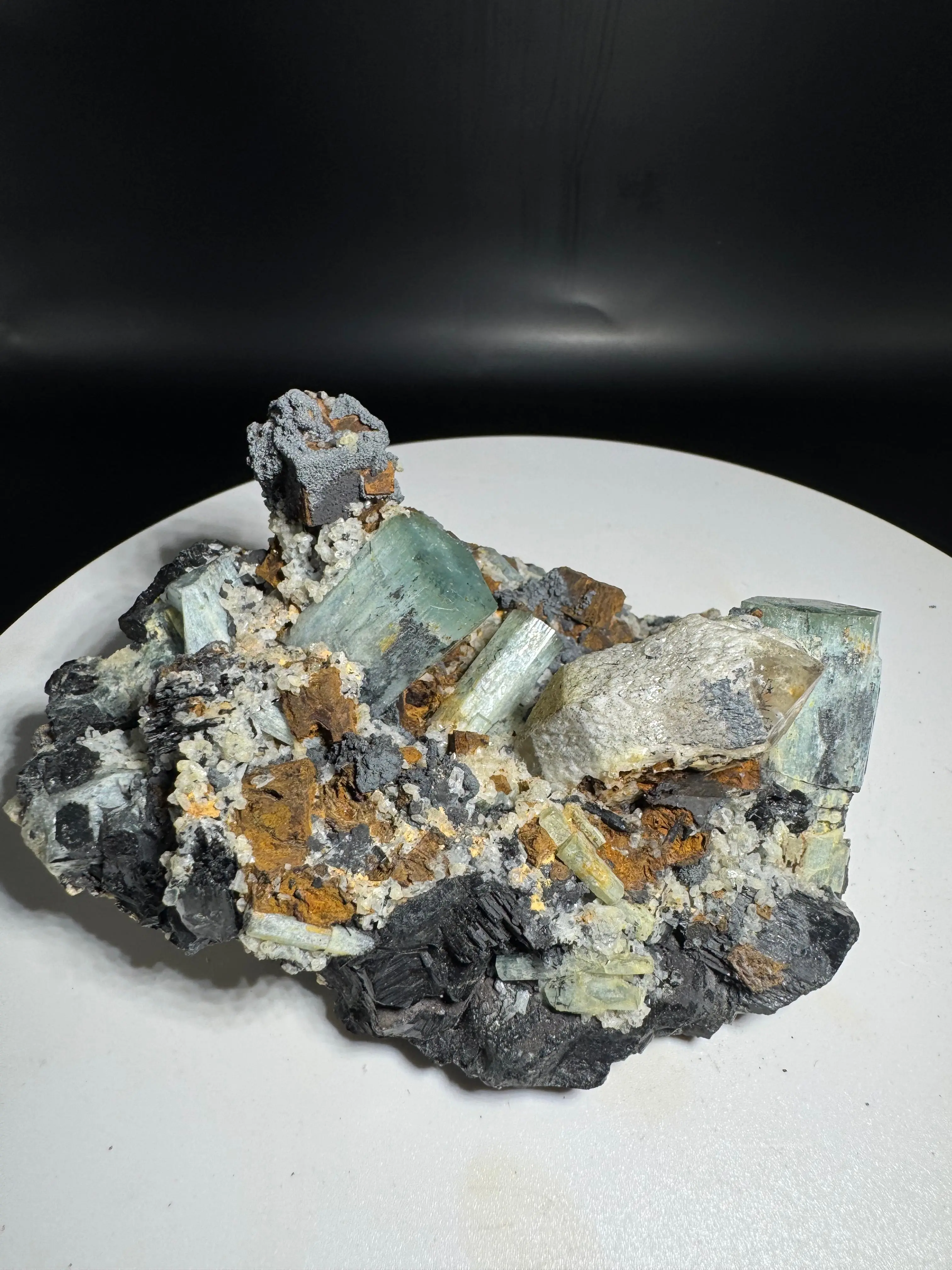 376g Natural Aquamarine Tourmaline Cluster Mineral Specimen Namibia