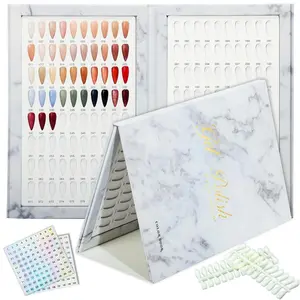 160 Nail Color Book,with 240 Flase Tips & 1-200 Number Sticker Labels,Professional Nail Color Swatches Book for Polish UV Gel(White)