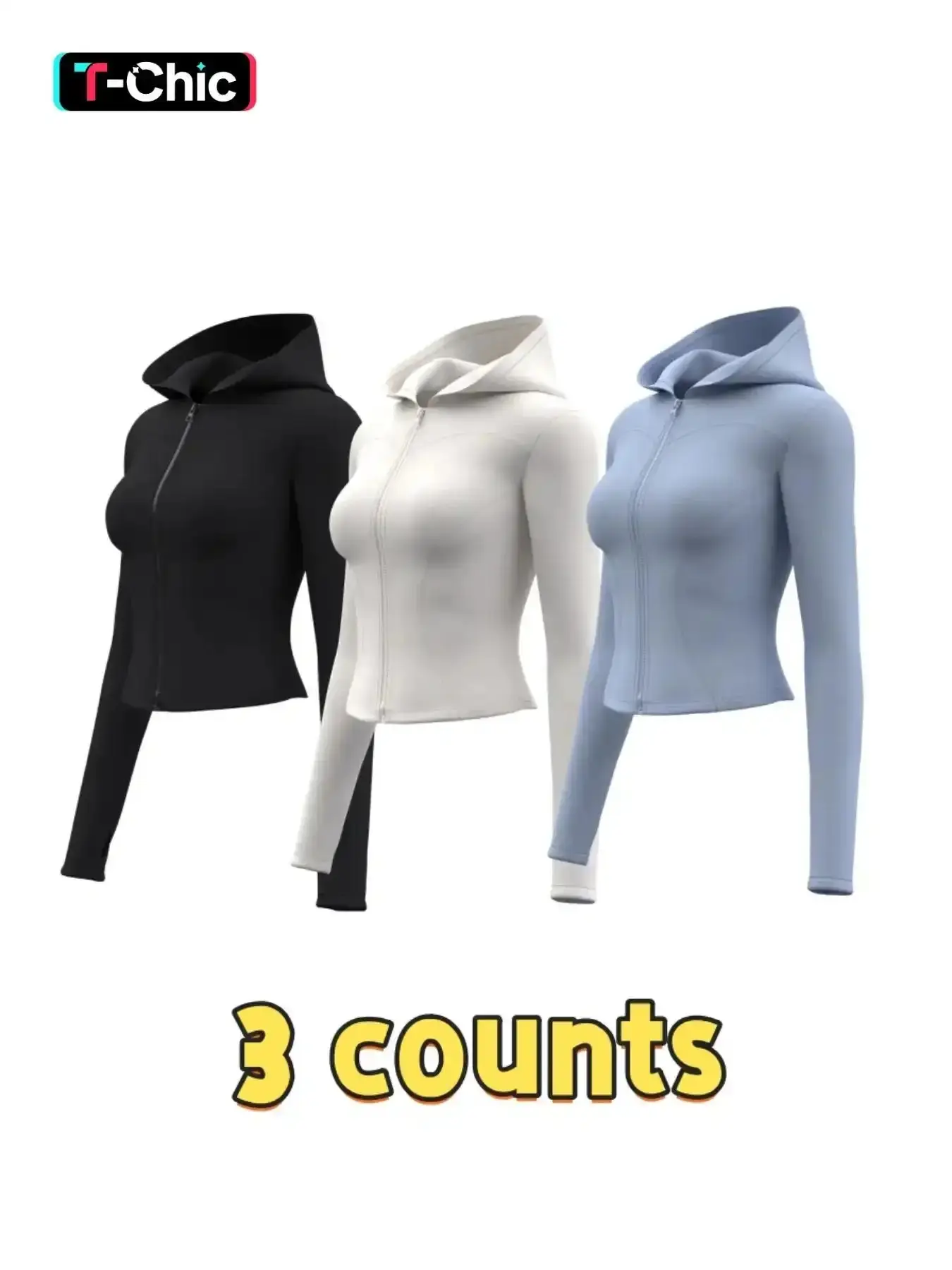 Women's Solid Zip Up Hooded, Sporty Long Sleeve Thumb Hole Outerwear, Stretchable Activewear for Yoga Gym Workout, Ladies Sportswear for All Seasons Yoga Jacket Top Coat Slip Dress Minimalist T-Shirt Shorts Cargo Pants