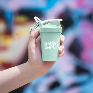 Shake Shot 4 oz Green Mini Pre-workout, Creatine, Collagen & Supplement Shaker Bottle with Clip & Shaker Ball BPA Free