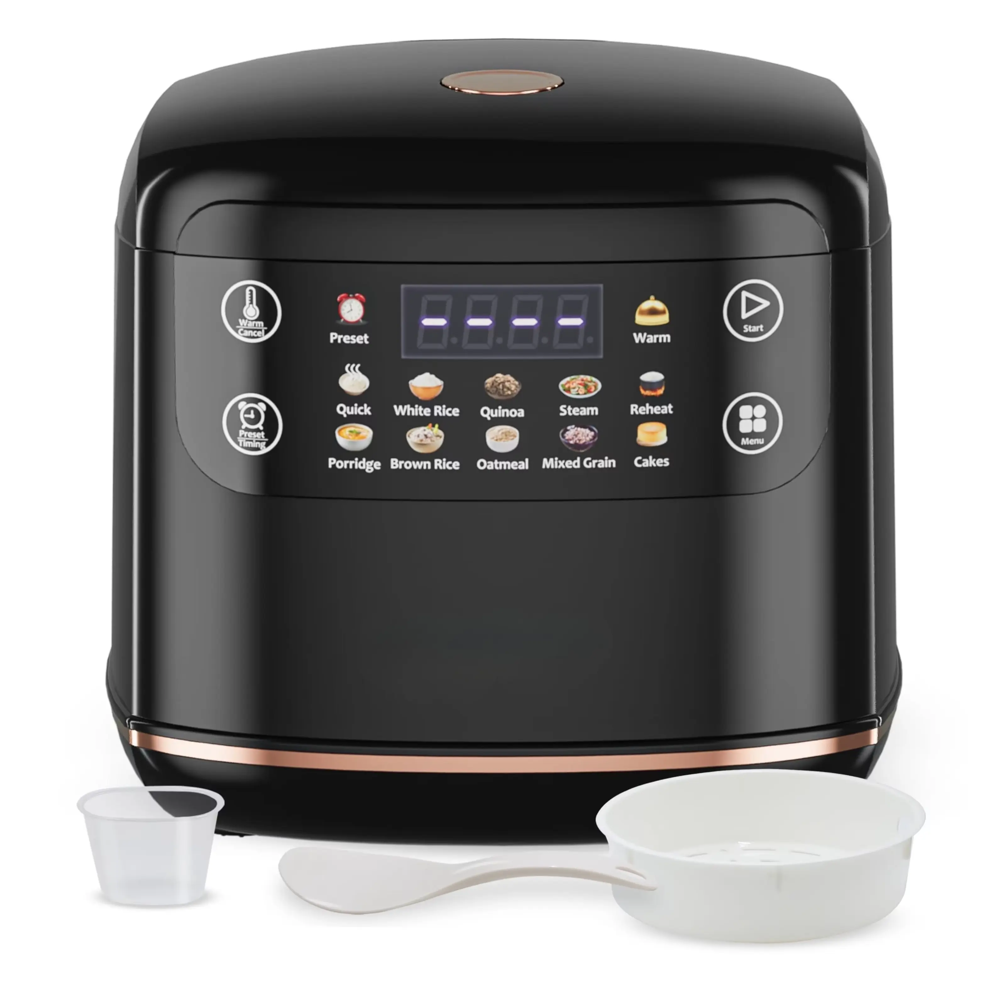 Digital Rice Cooker - 6-Cup 2.1QT Kitchen Appliances with 10 Presets, 24-Hour Delay Timer, Keep Warm Function, Non-Stick Inner Pot, Black Compact Design for Small Families