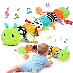 Musical Plush Caterpillar Baby Toy – Crinkle, Rattle & Mirror for 0–6 Months, Tummy Time & Car Seat Fun – Perfect Newborn Gift & Valentine’s Day Gift for Boys & Girls