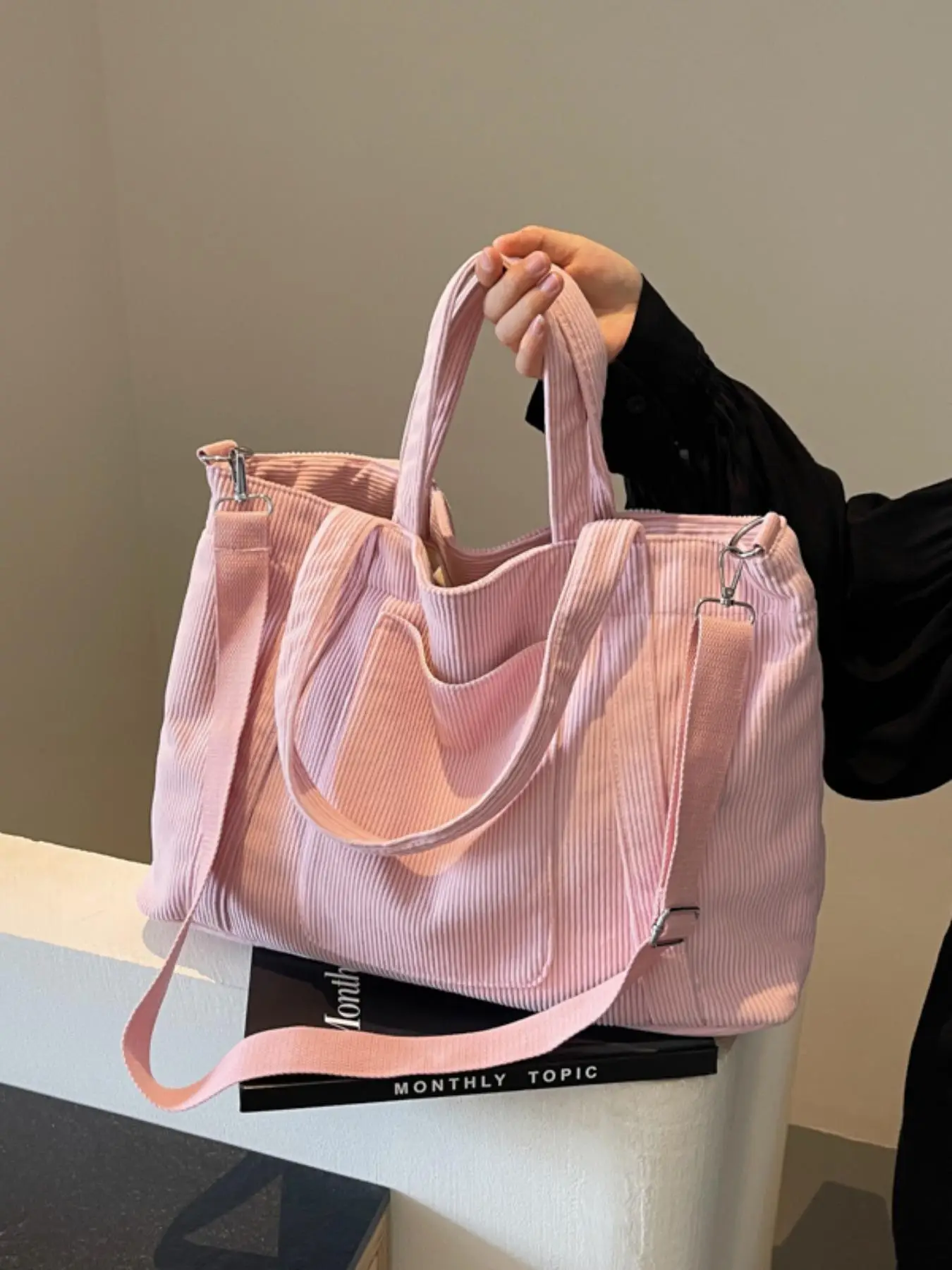 Summer Hobo Women's Solid Color Tote Bag, Fashionable Large Capacity Shoulder Bag for Daily Used, Casual Trendy Versatile High-quality Daily Commuting