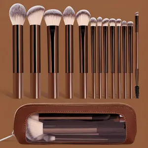 14pcs Professional Makeup Brush Set with Bag, Cosmetic Brush Set, Metal Frame, Eyeshadow, Blush, Foundation Brushes, Ideal for Women & Girls, Brush Kit