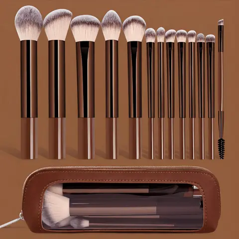 Professional 14/8pcs Beauty Brush Multi-Pack - Face & Eyeshadow Brushes, Metal Frame, Storage Bag, Ideal for Cosmetic Lovers, Suitable for Foundation & Blush