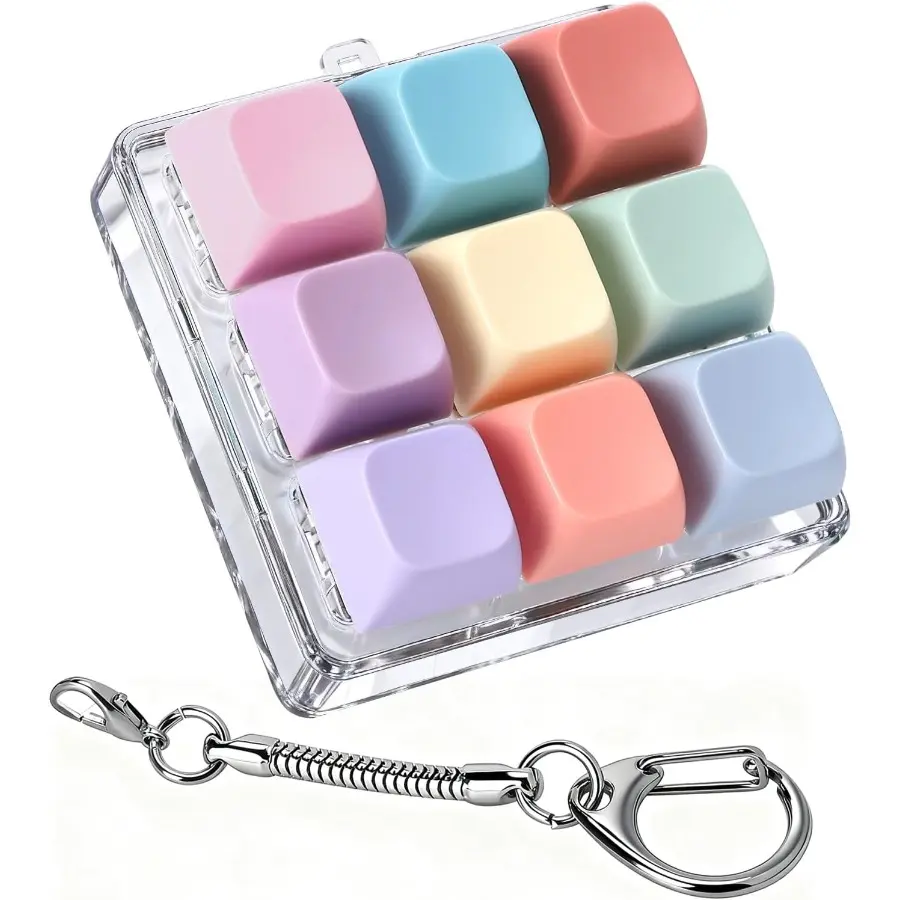 Keyboard Fidget Toy,Colorful Fidget Clicker Keyboard Fidget Keychain, Button Fidget Gifts for Adults to Relieve Stress and Pass Time
