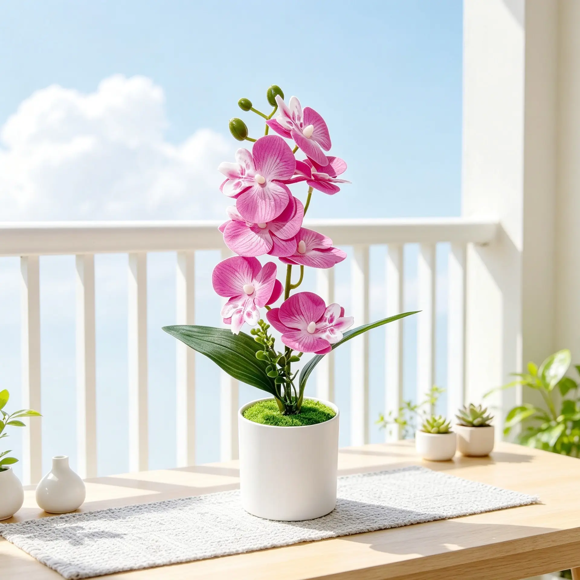 2PCS Artificial Phalaenopsis Orchid with Pot, Real Touch Fake Butterfly Orchid Flower Arrangement, Multicolor Faux Orchid Plant for Home Desktop, Bedroom, Office Table Decor & Wedding Centerpiece