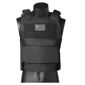 Lightweight Breathable Hunting Vest with American Flag Patch, Back Pocket for Water Bags, Outdoor Shooting Gear, Men's Tactical Jacket, Tactical Equipment