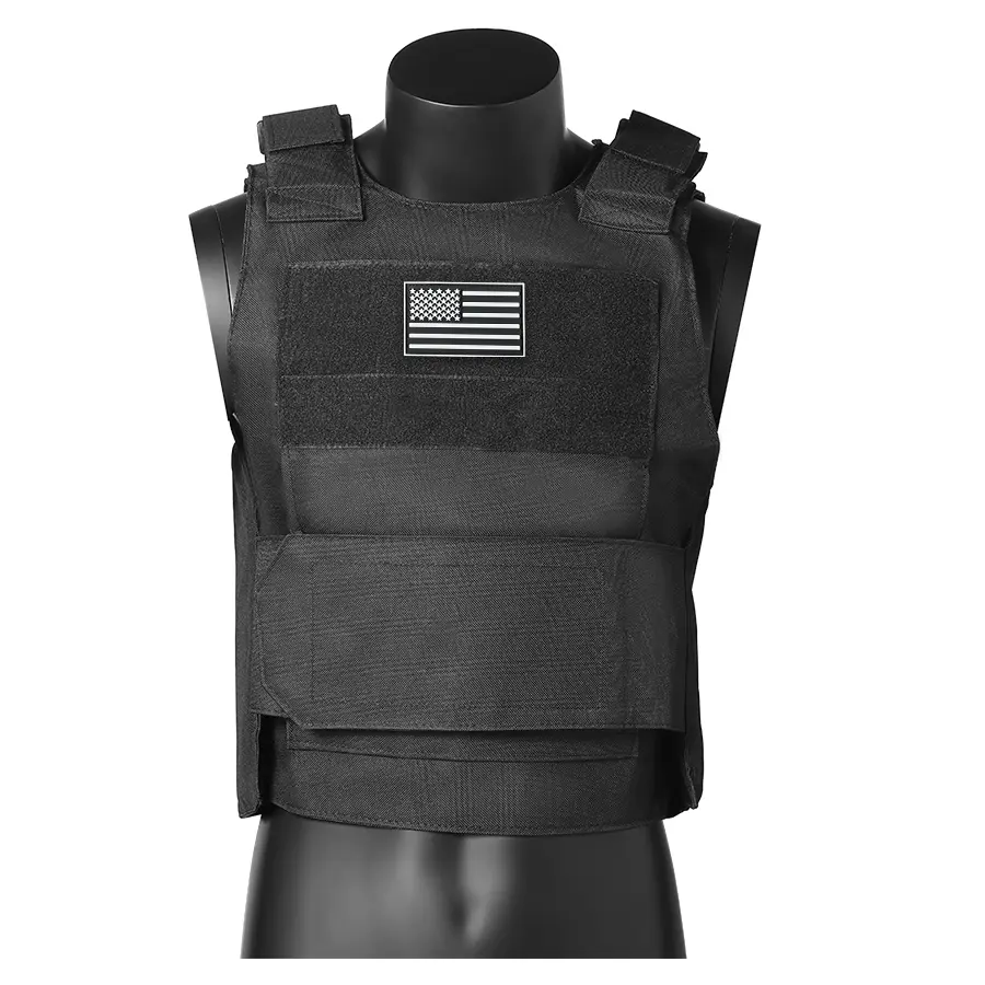 Lightweight Breathable Hunting Vest, Tactical Chest Vest with American Flag Patch, Back Pocket for Water Bags, Outdoor Shooting Gear, Men's Tactical Jacket, Tactical Equipment