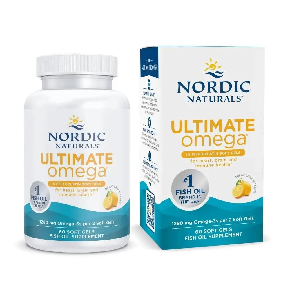 Nordic Naturals Ultimate Omega Supplement - Fish Gels for Overall Health, 60 Ct Doctor-Recommended Formula with Omega-3s for Heart Brain Eye & Immune Health