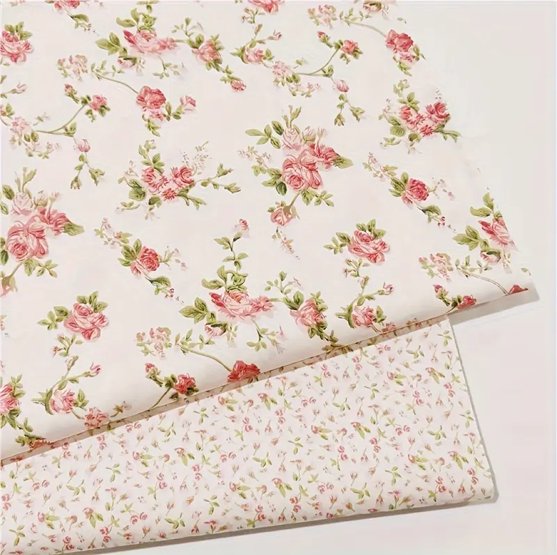 1pc Red Floral Print 100% Cotton Precut - Soft, Breathable & Durable Craft Material for DIY Sewing, Quilting, Doll Clothes, Upholstery & Patchwork - Machine Washable, Sewing Supplies Accessories