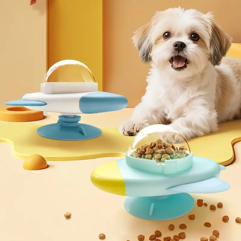 Interactive Slow Feeder Dog & Cat Dispenser Toy - Adjustable Slow-Eating Pet Dispenser with Treat Puzzle Toy, Durable Plastic Slow Feeder for Puppies/Kittens, Manual Operation (No /), for All Breeds & Sizes