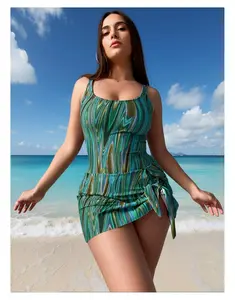 Off Shoulder Swimsuit - Women's One Piece Bathing Suit Random Print - Chic Beachwear Ruffle Swimsuit - Comfortable & Stylish Summer Swimsuit for Women