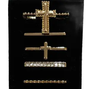 Beautiful Gold Cross Smart Watch Charms Set of 5 Black with Gold Cross Design Religious Pendant Accessories for Stylish Wear Chic
