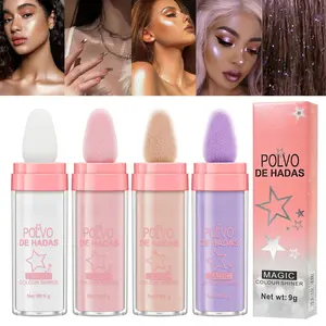 4 Color  Polvo De Hadas Fairy Dust Highlight Patting Powder - Full Body Contouring and Clavicle Pearlescent Patting Powder for Face and Eye, Halloween Sparkling Body Glitter Powder (4 Pack)