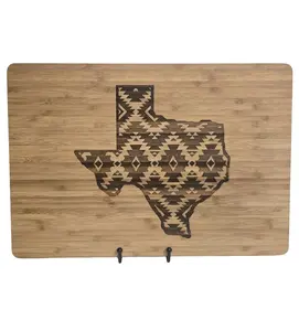Texas Cheveron Cutting Board Chopping Kitchen Unique Aesthetic Design for Knives Stylish with Chevron Pattern and Hooks