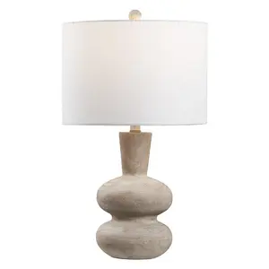 Matheo 24" Modern Minimalist Sculptural Oak-Grain Resin LED Table Lamp