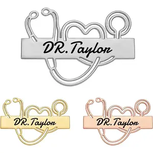 3 Pcs Personalized Doctor Nurse Name Pin – Stainless Steel Engraved Badge for Nurses & Doctors, Custom Gift for Nursing Pinning Ceremony and Graduation, Hospital & Clinic Use