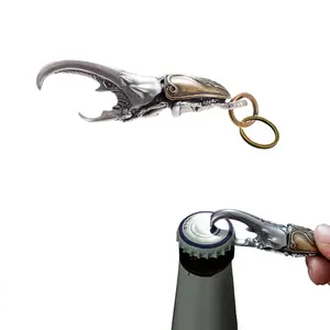 Vintage Brass Keychain Bottle Opener, Antique Copper Finish, Ladybug Design, Car Key Ring Accessory, Unique Gift Idea