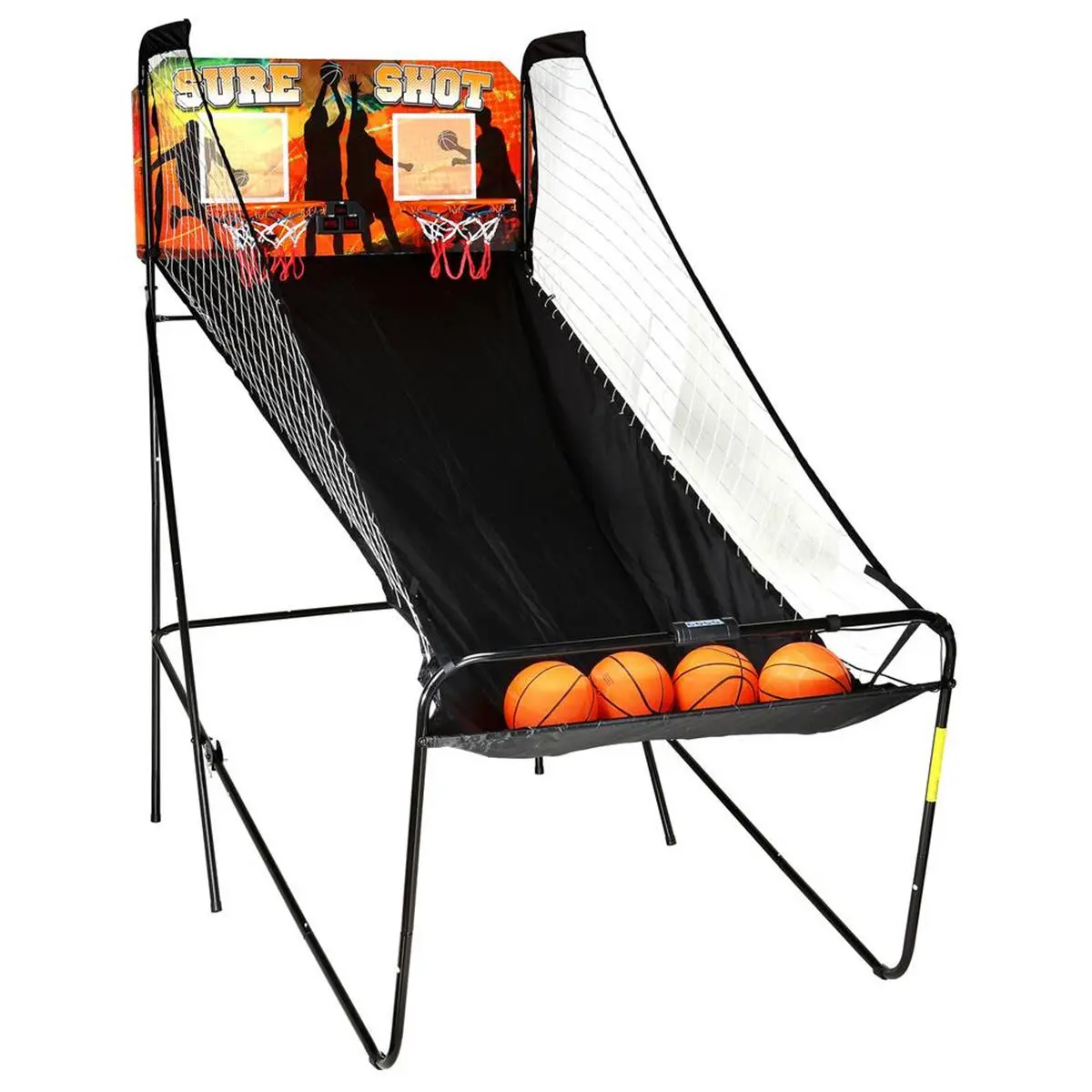 212 MAIN Blue Wave Sure Shot 2-Player Basketball Arcade Game with Foldable Powder Coated Rugged Steel Tubing Frame, MDF Backboard, Polyester Ramp, LED Timer, LED Electronic Scorer, Sound & Foldable for Storage