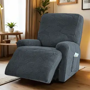 1 Seater Elastic Recliner Sofa Cover, Stretch Armchair Slipcover with Pocket, Pet-Friendly Polyester Fabric, Full Coverage for Home, Office