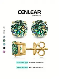 Elegant S925 Silver Color Moissanite Stud Earrings, Perfect Gift for Women, Ideal for Birthdays & Anniversaries