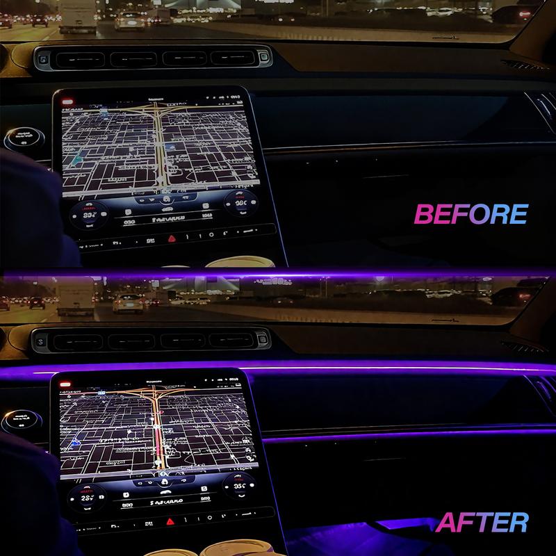 64-Color RGB Interior Car Lights Smart App Remote Control Music Sync for All Vehicles with Chrome Fender Trim & HD Mirror Makeup