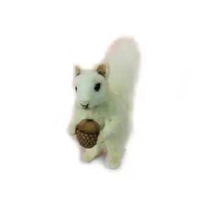 Hansa  7 in. Squirrel Plush Toys With Nut, White